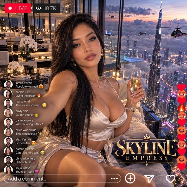Skyline Empress in her penthouse above the clouds